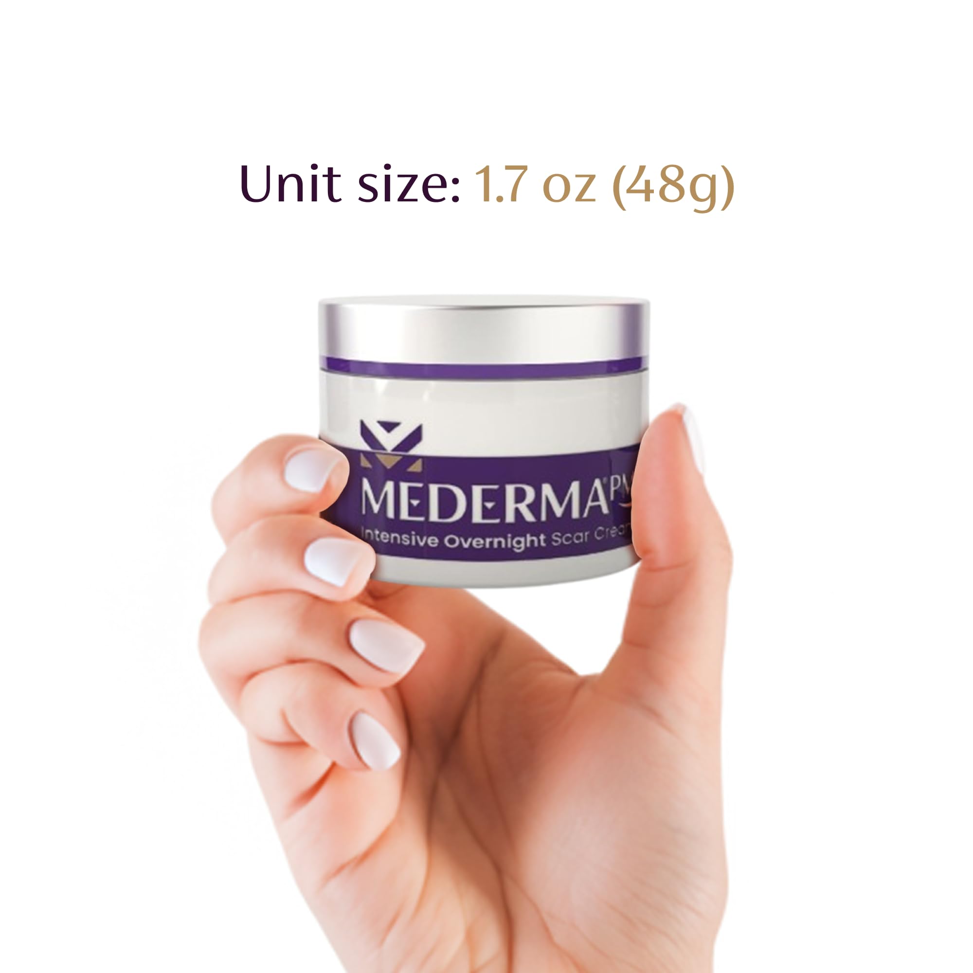 Mederma PM Intensive applied to skin for overnight scar improvement.