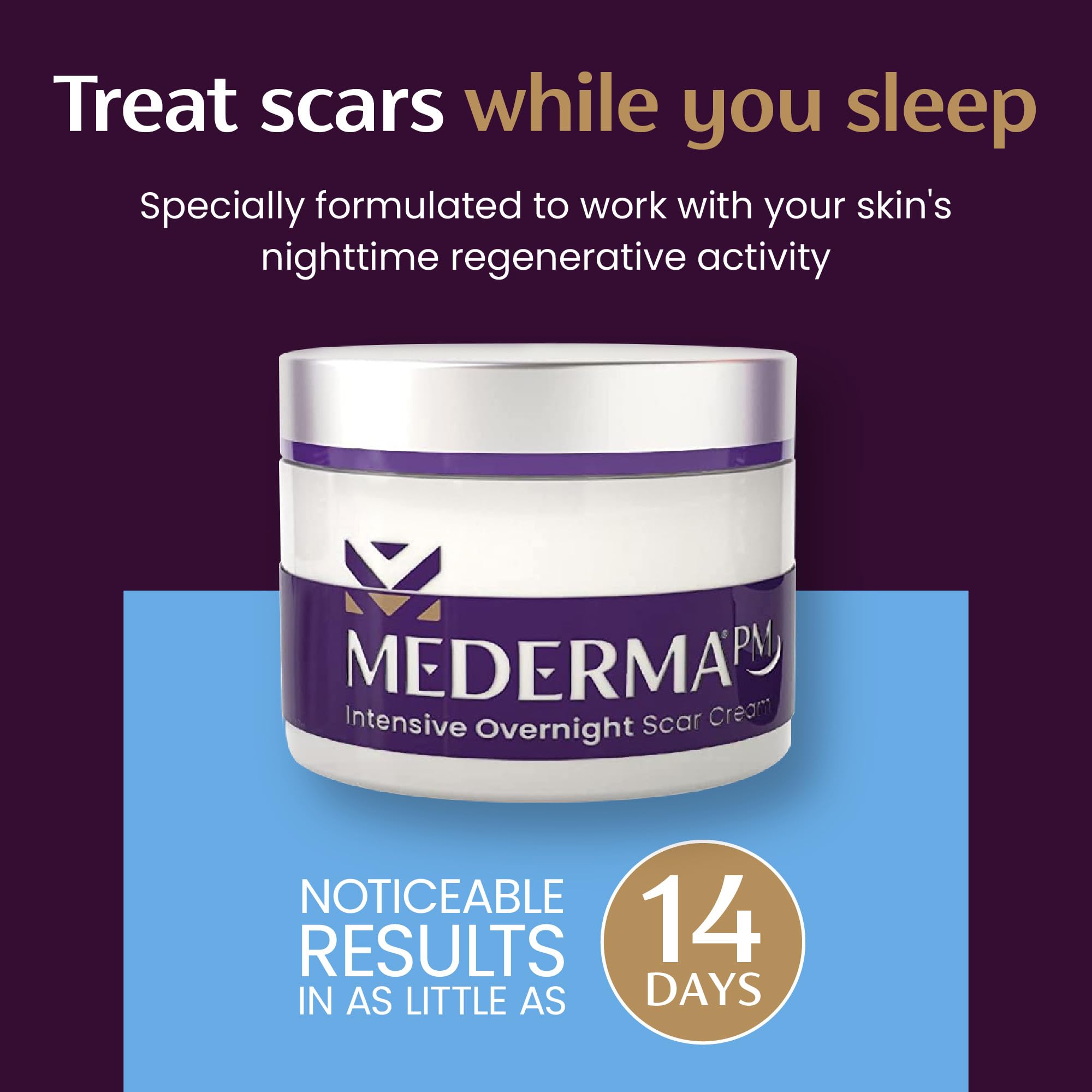 Mederma PM Intensive before-and-after scar visualization for color and size.