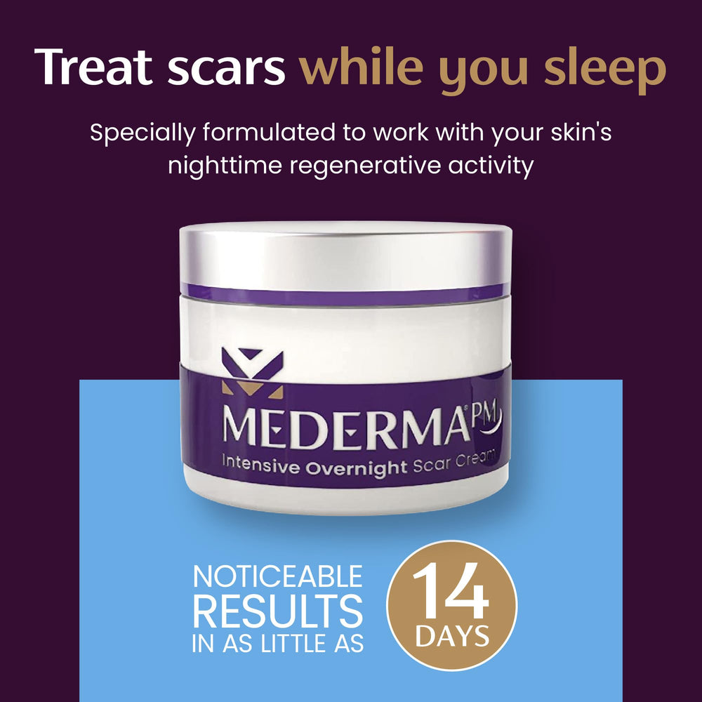 Mederma PM Intensive before-and-after scar visualization for color and size.