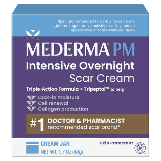 Mederma PM Intensive Night Cream tube ready for overnight scar care.