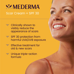 Mederma Scar Cream Plus SPF 30 tube close-up showing smooth texture