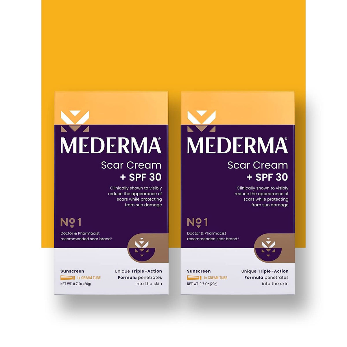 Mederma Scar Cream Plus SPF 30 twin-pack tubes for daily scar care