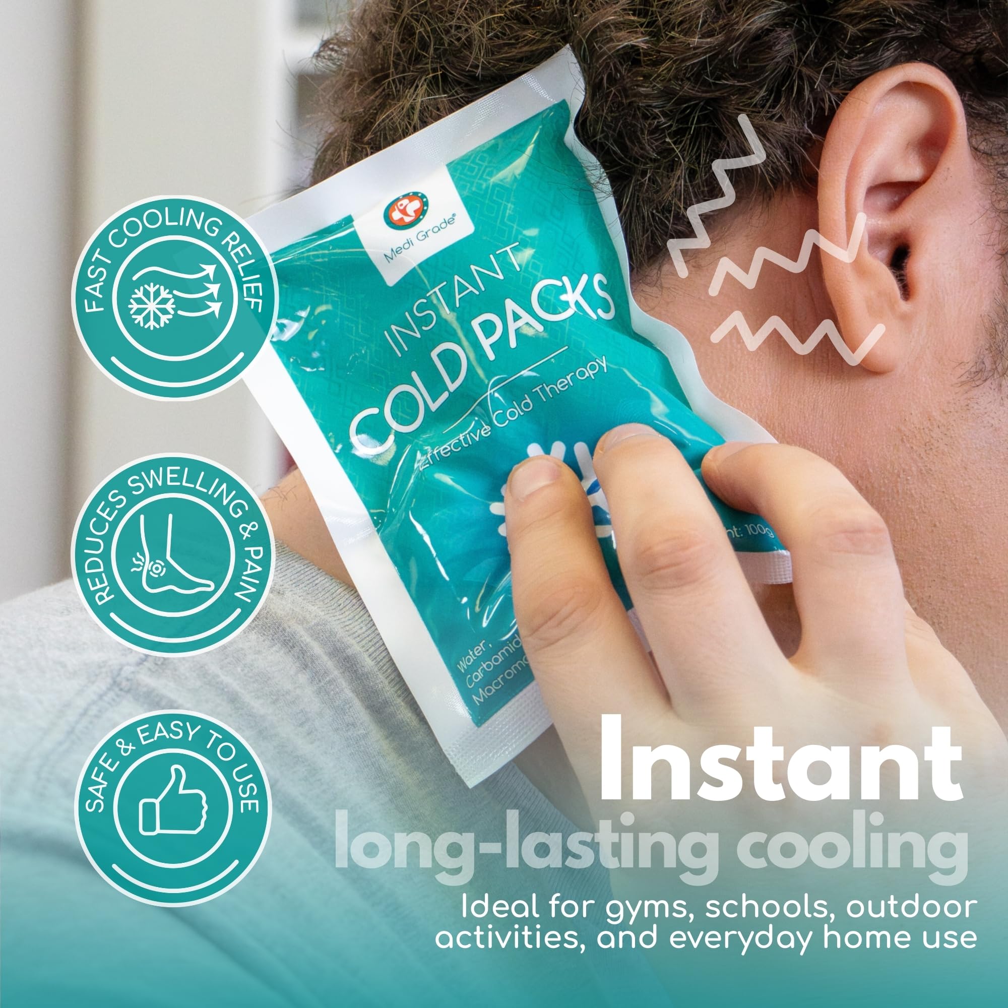 Medi Grade instant cold pack compact size in hand