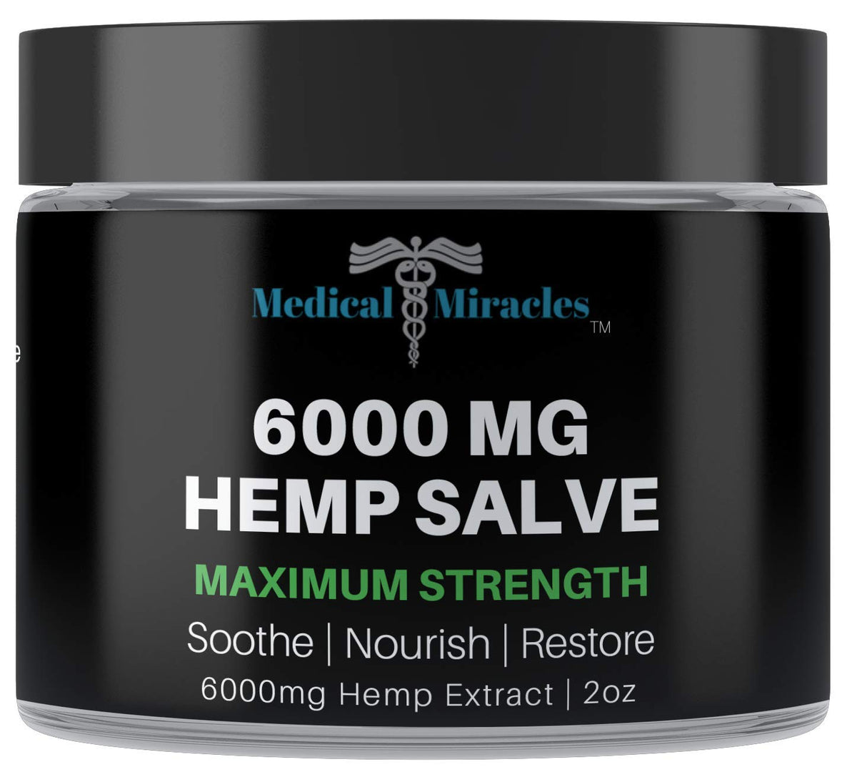 Medical Miracles healing salve 6000mg bottle for targeted joint and muscle relief.