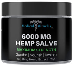 Medical Miracles healing salve 6000mg bottle for targeted joint and muscle relief.