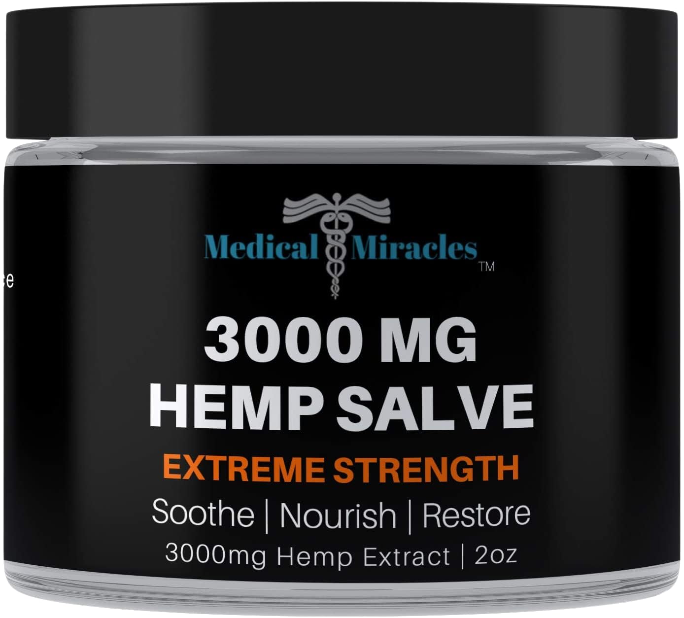 Medical Miracles Hemp 3000mg salve jar for joints and muscles, soothing daily use.