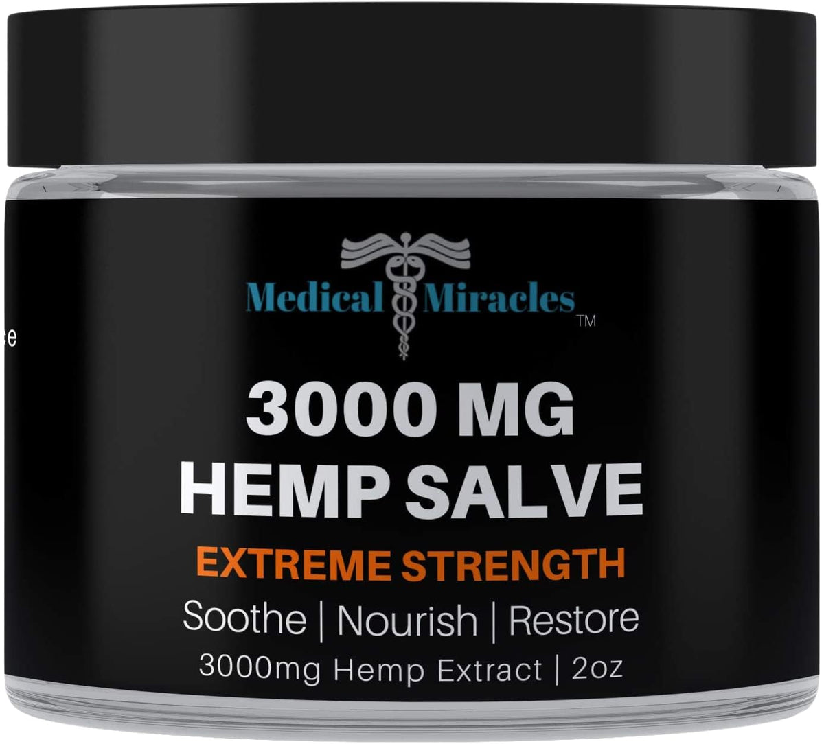 Medical Miracles Hemp 3000mg salve jar for joints and muscles, soothing daily use.