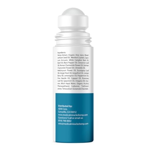 Medical Miracles roll-on application on muscle area for targeted relief.