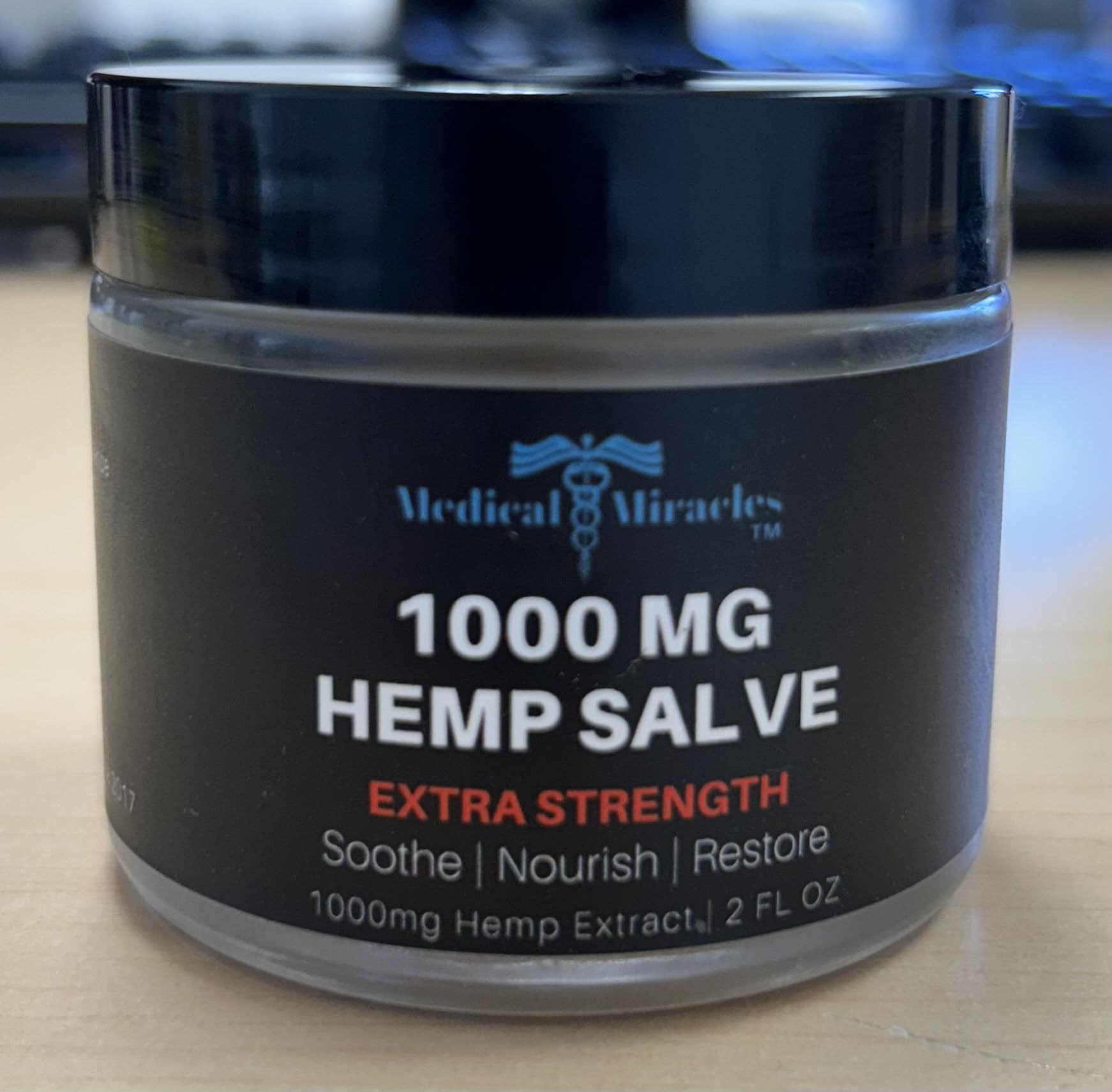 Medical Miracles Hemp Salve skin hydration with omega-rich formula.