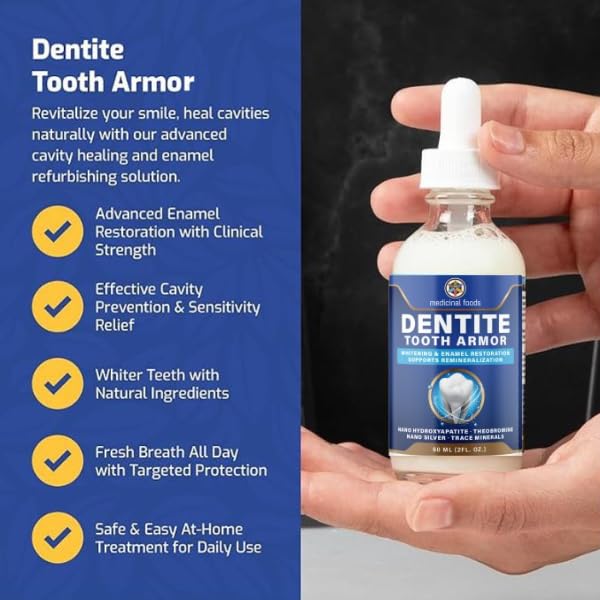 Close-up of the Dentite drop applying nano-hydroxyapatite to enamel.
