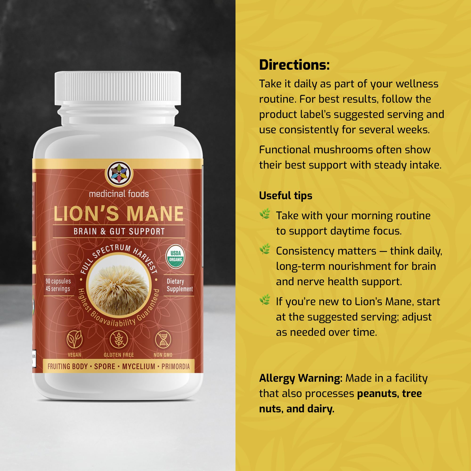 Closeup of capsules highlights full-spectrum nutrients and micronization
