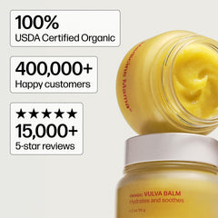 Application step: gentle finger glide across sensitive vulvar skin with VMAGIC.