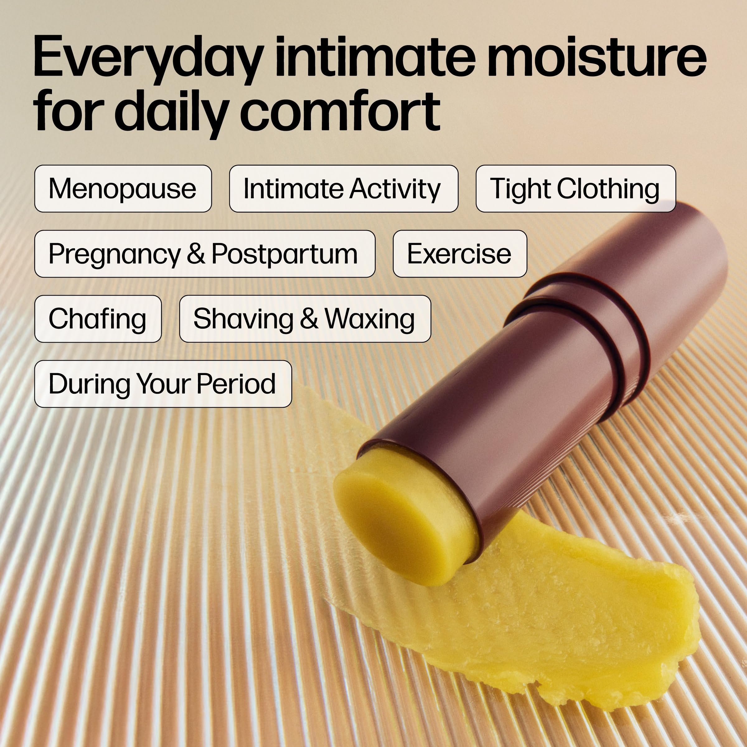 VMAGIC Lips Stick being applied to the vulvar area for daily comfort and moisture.