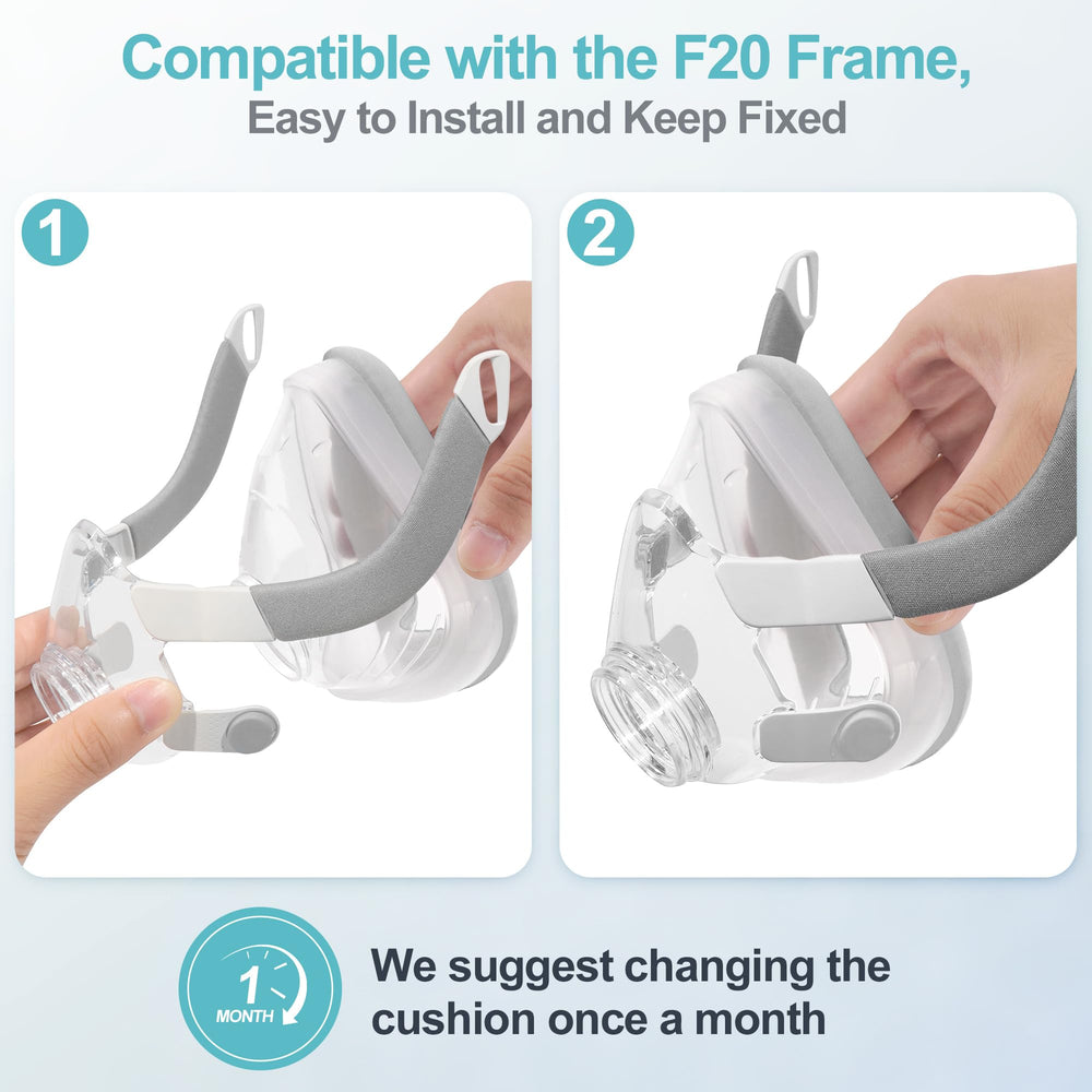 MEDICOLOR cushion snaps onto the original AirFit F20 frame for easy replacement.