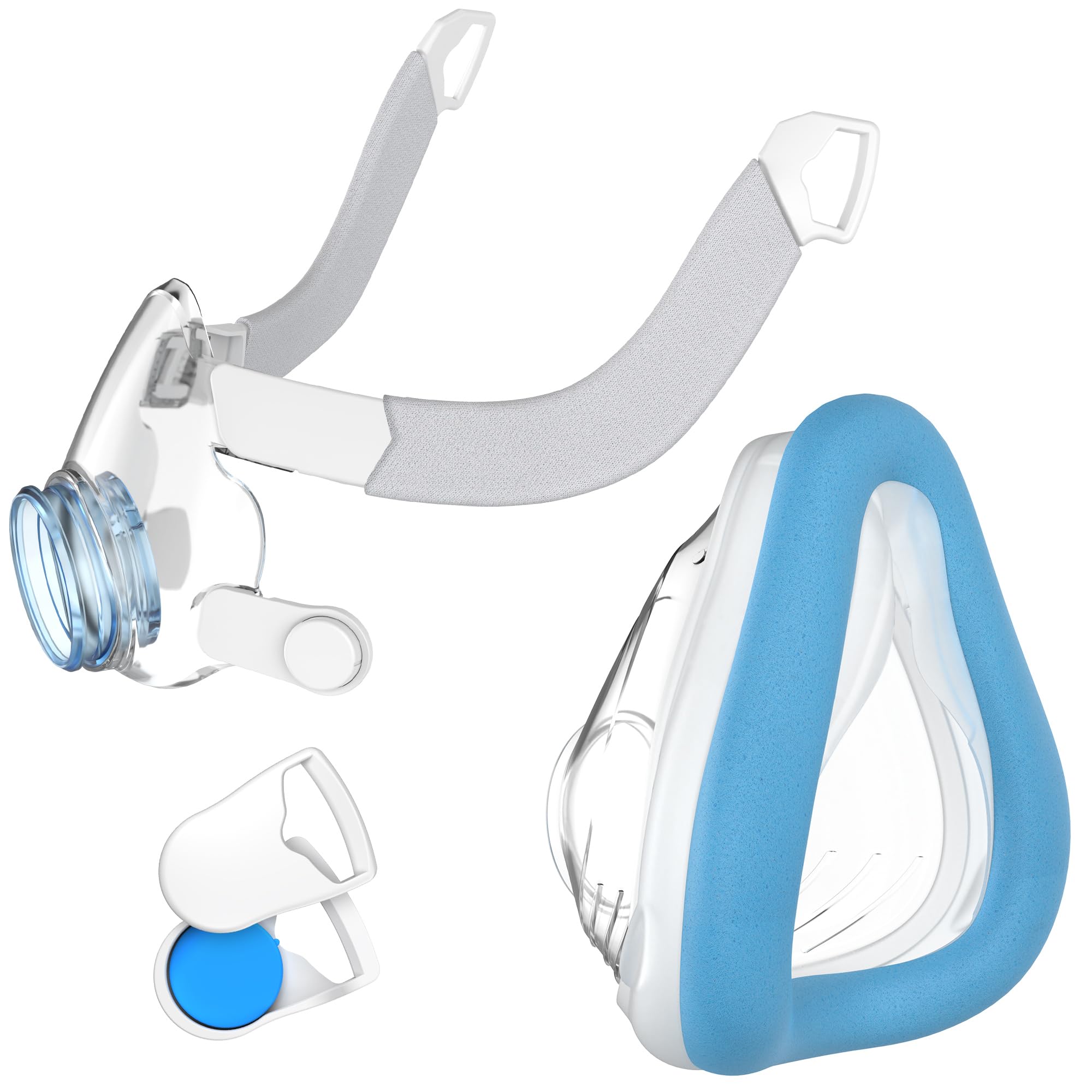 MEDICOLOR replacement frame and cushion for F20 blue front view showing secure fit