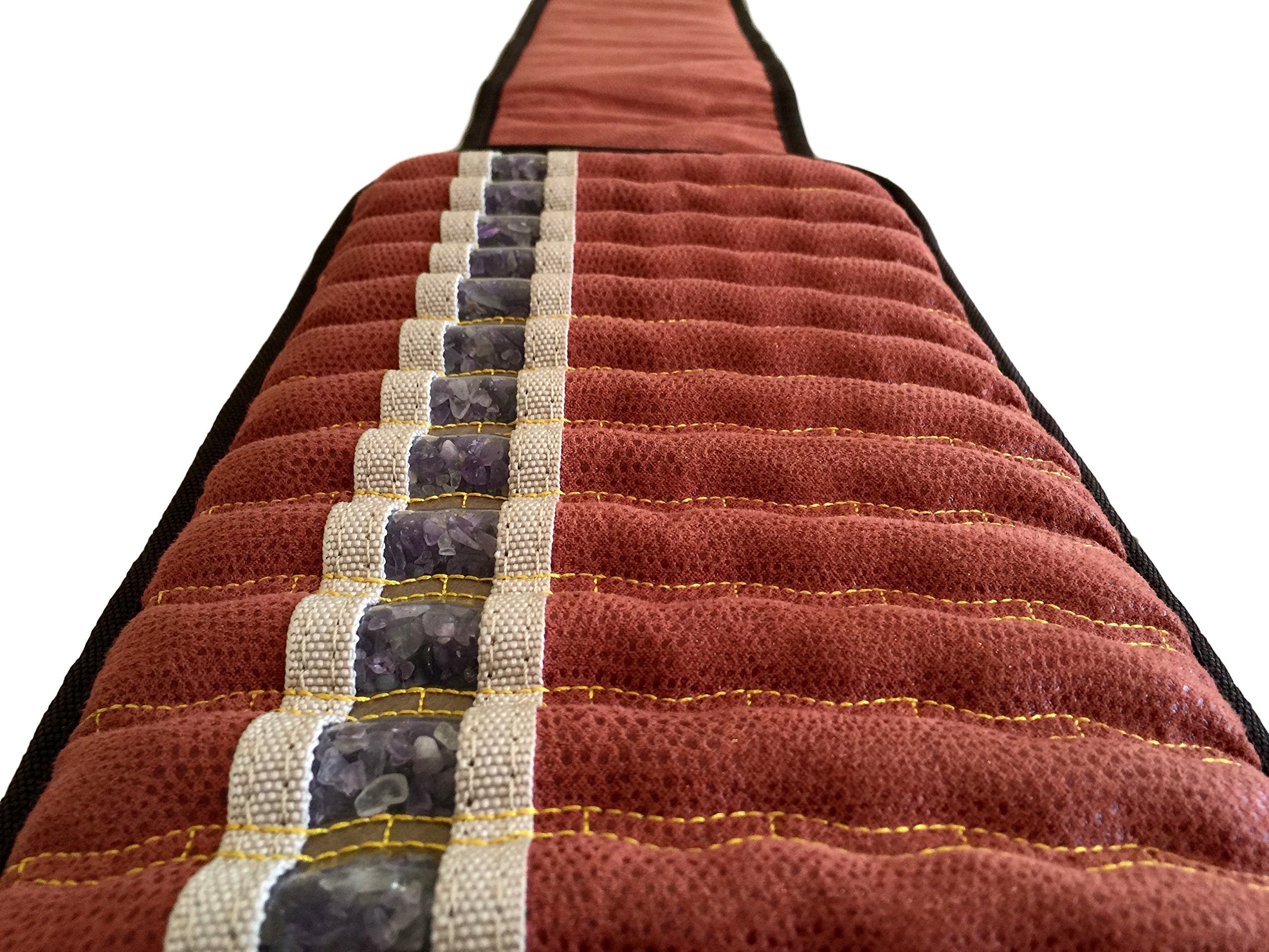 MediCrystal FIR Amethyst Belt side view demonstrates adjustable strap for waists from 30 to 53 inches.