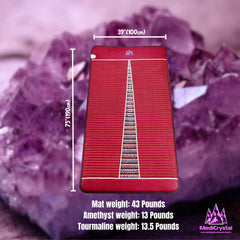 MediCrystal infrared amethyst mat side view highlights adjustable temperature range for personalized warmth