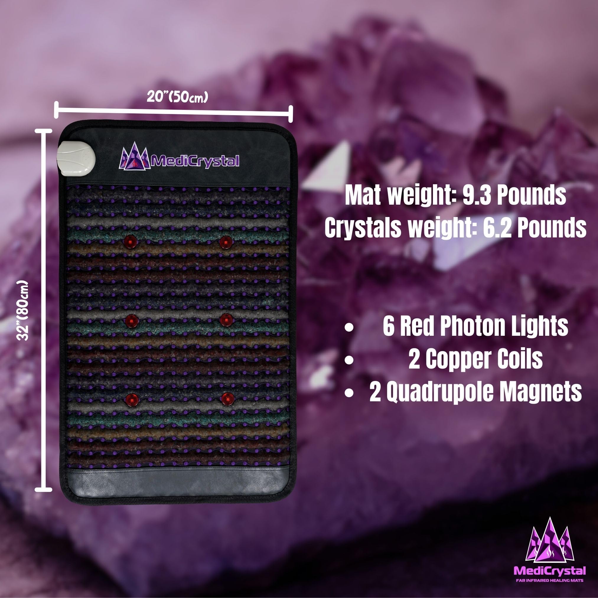 MediCrystal infrared heating pad seven crystals shown for calming wellness.