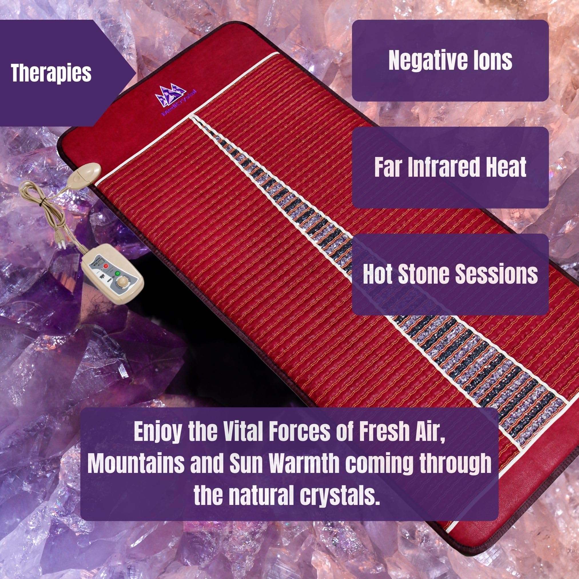MediCrystal natural gemstones amethyst and tourmaline detail
