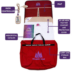 MediCrystal storage bag and user guide kept with the mat for organized home use.