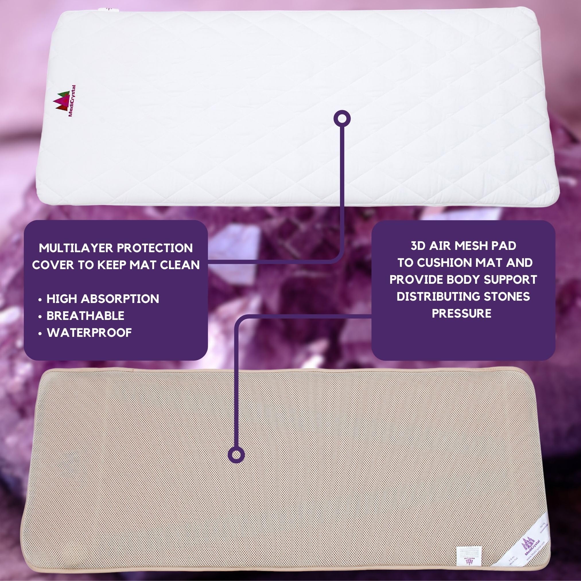MediCrystal sweat-resistant suede cover for easy cleaning and durability.