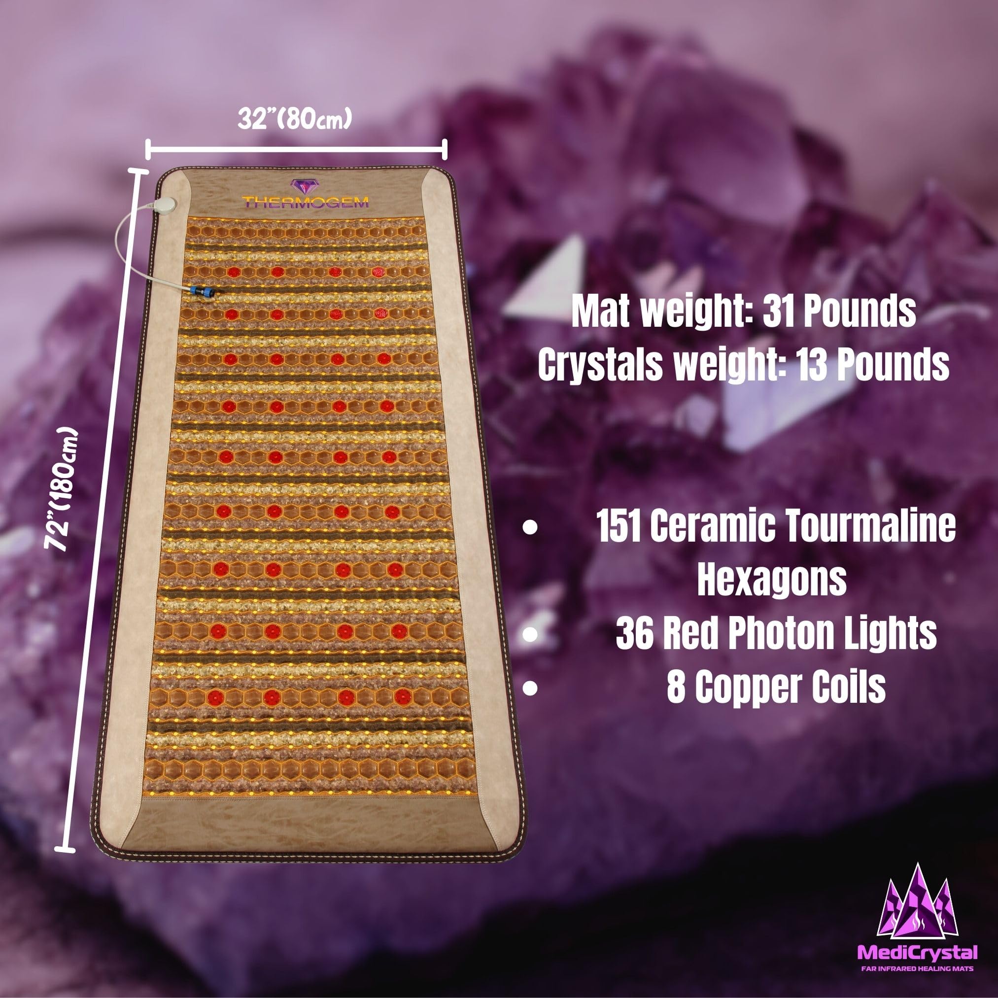 MediCrystal ThermoGem mat side controls showing adjustable temperature