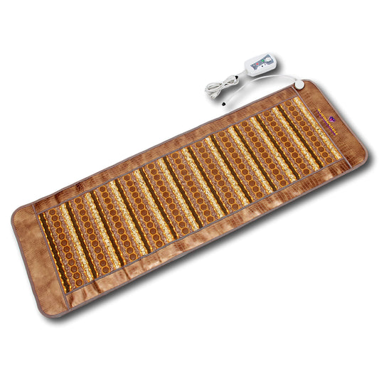 Medicrystal ThermoGem infrared heat panel glowing softly for back warmth.