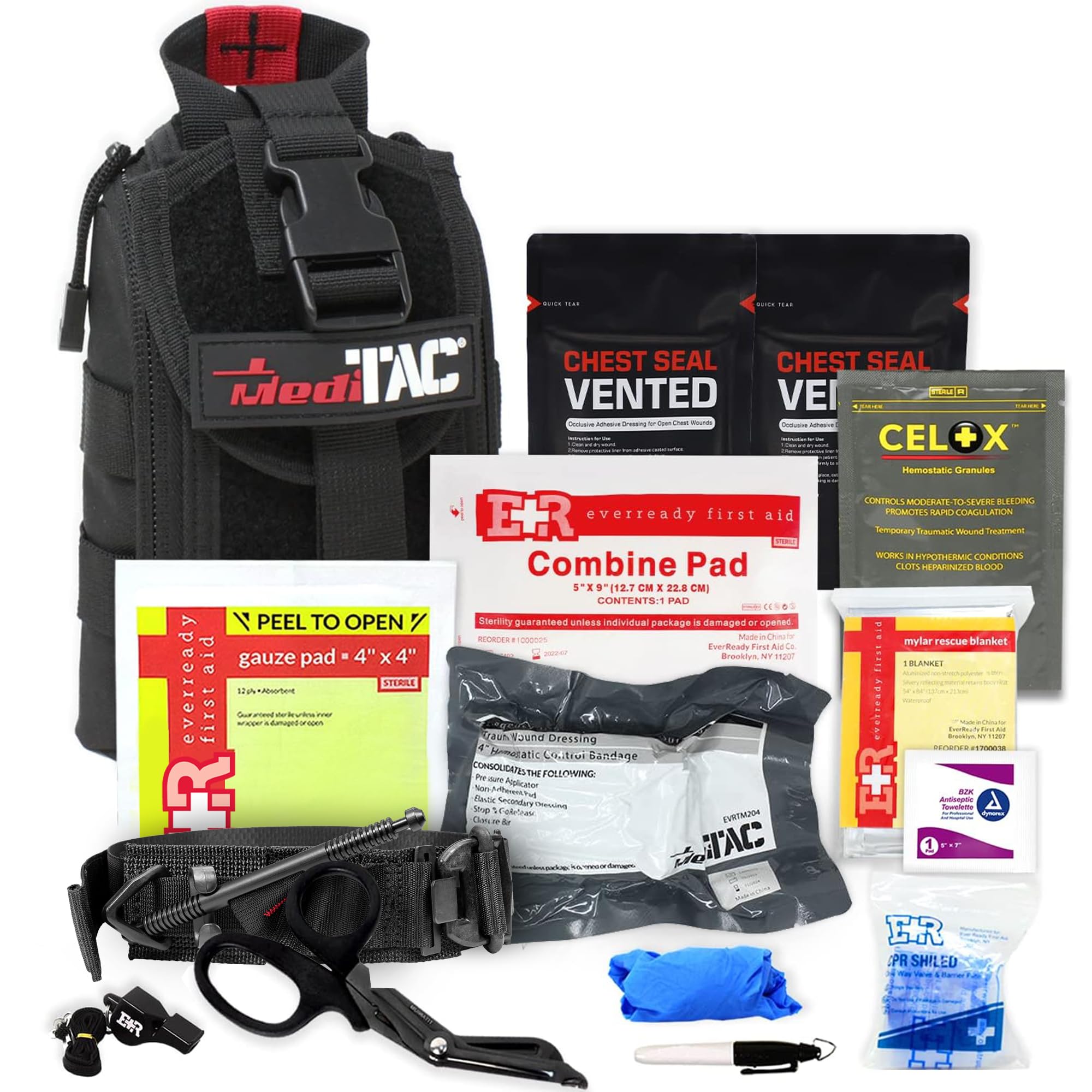 MediTac premium IFAK kit in MOLLE pouch—compact, ready for emergency bleeding control.