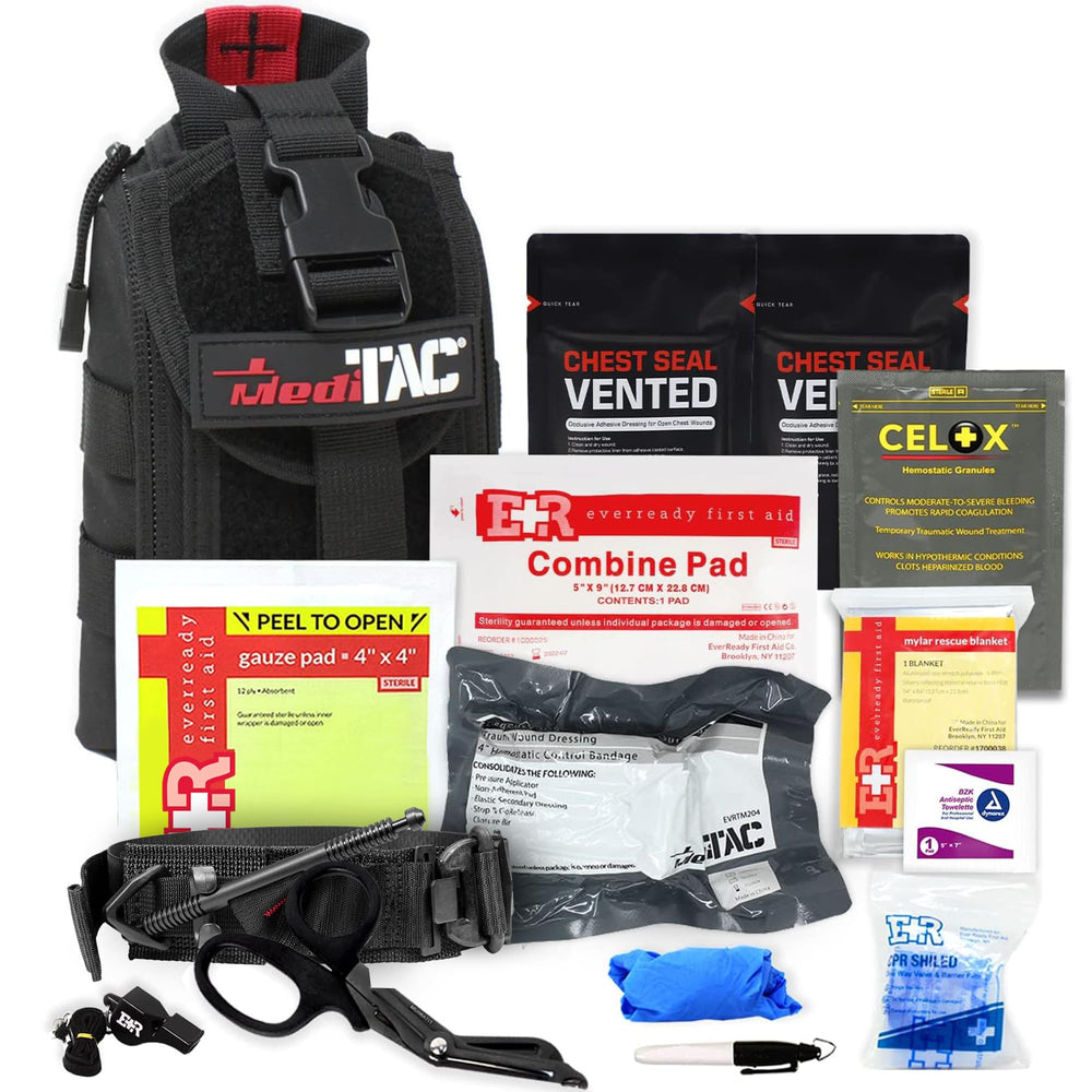 MediTac premium IFAK kit in MOLLE pouch—compact, ready for emergency bleeding control.