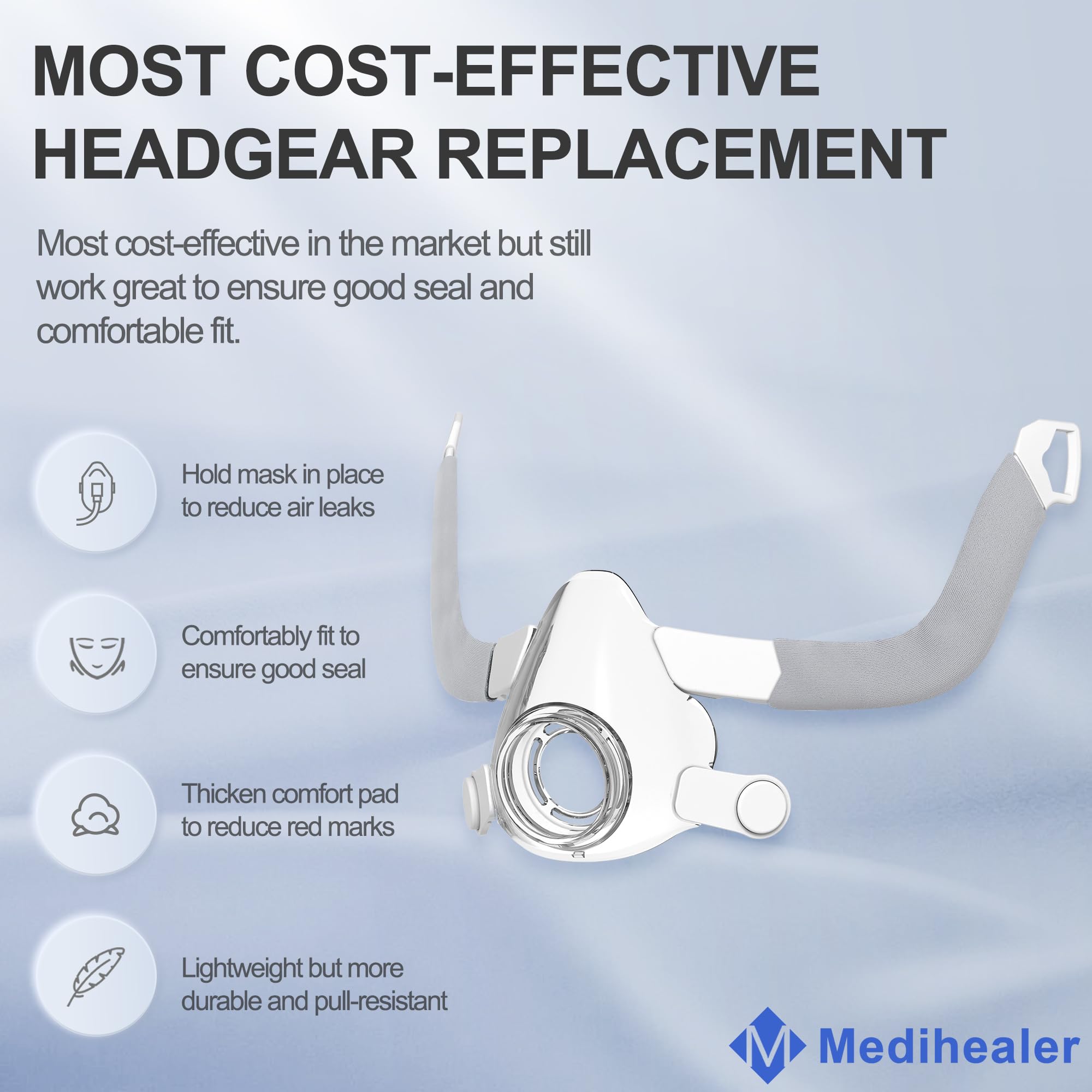 Medihealer Airfit F20 headgear clips provide strong hold during sleep