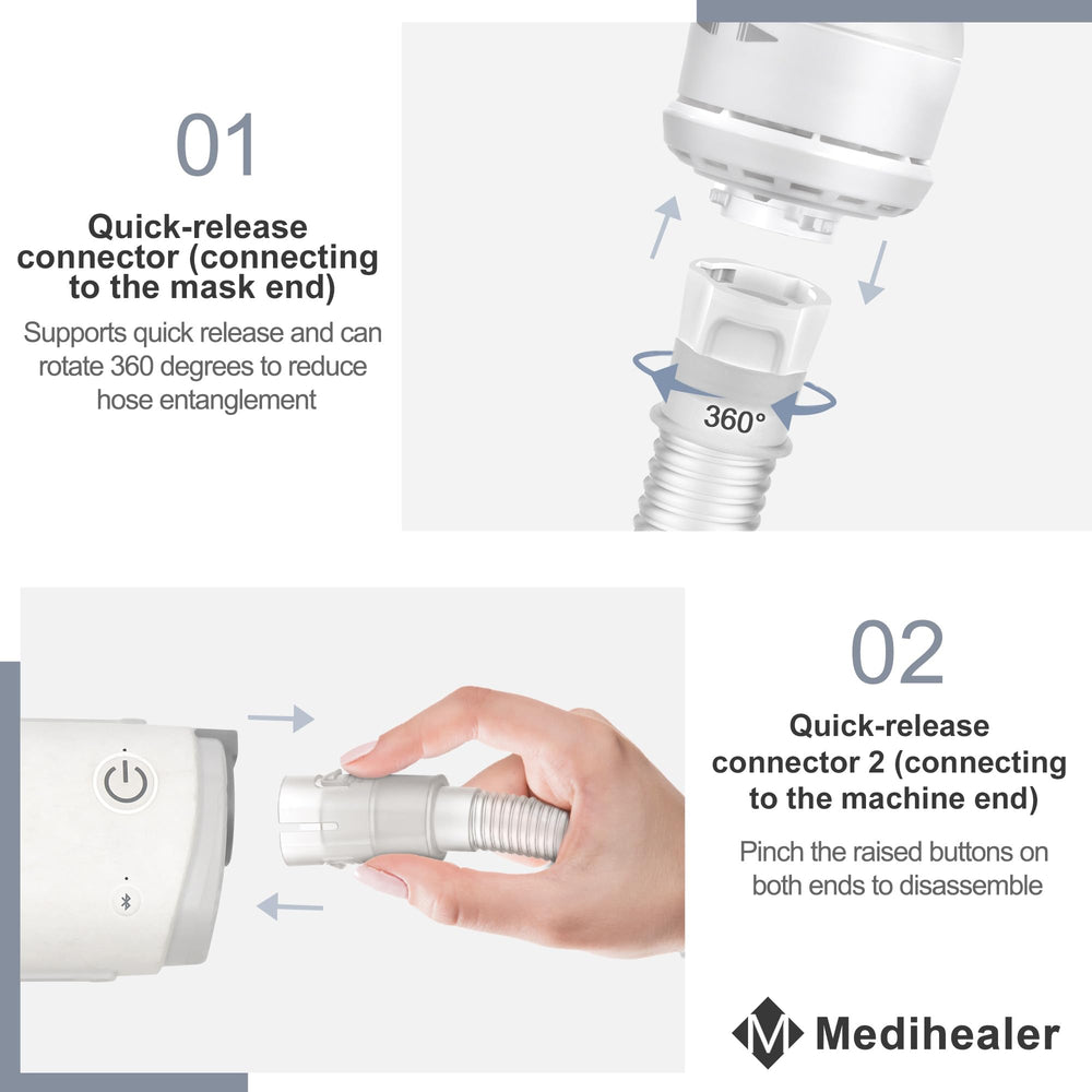 Medihealer CPAP tubing 74.8 inches long; greater reach for flexible sleep setups.