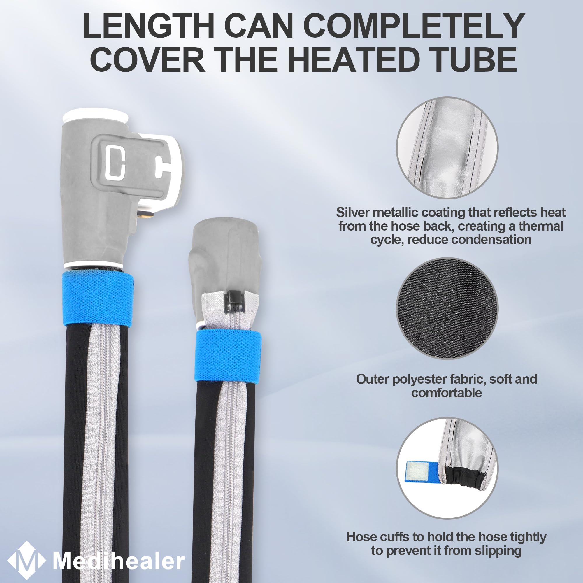 medihealer heated tube cover polyester silver ion coating for insulation