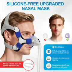 Medihealer N20 dual-seal cushion closeup emphasizes silicone and fabric blend for a gentle seal
