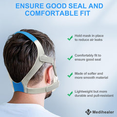 Medihealer soft skin friendly headgear with gentle fabric and smooth stitching.