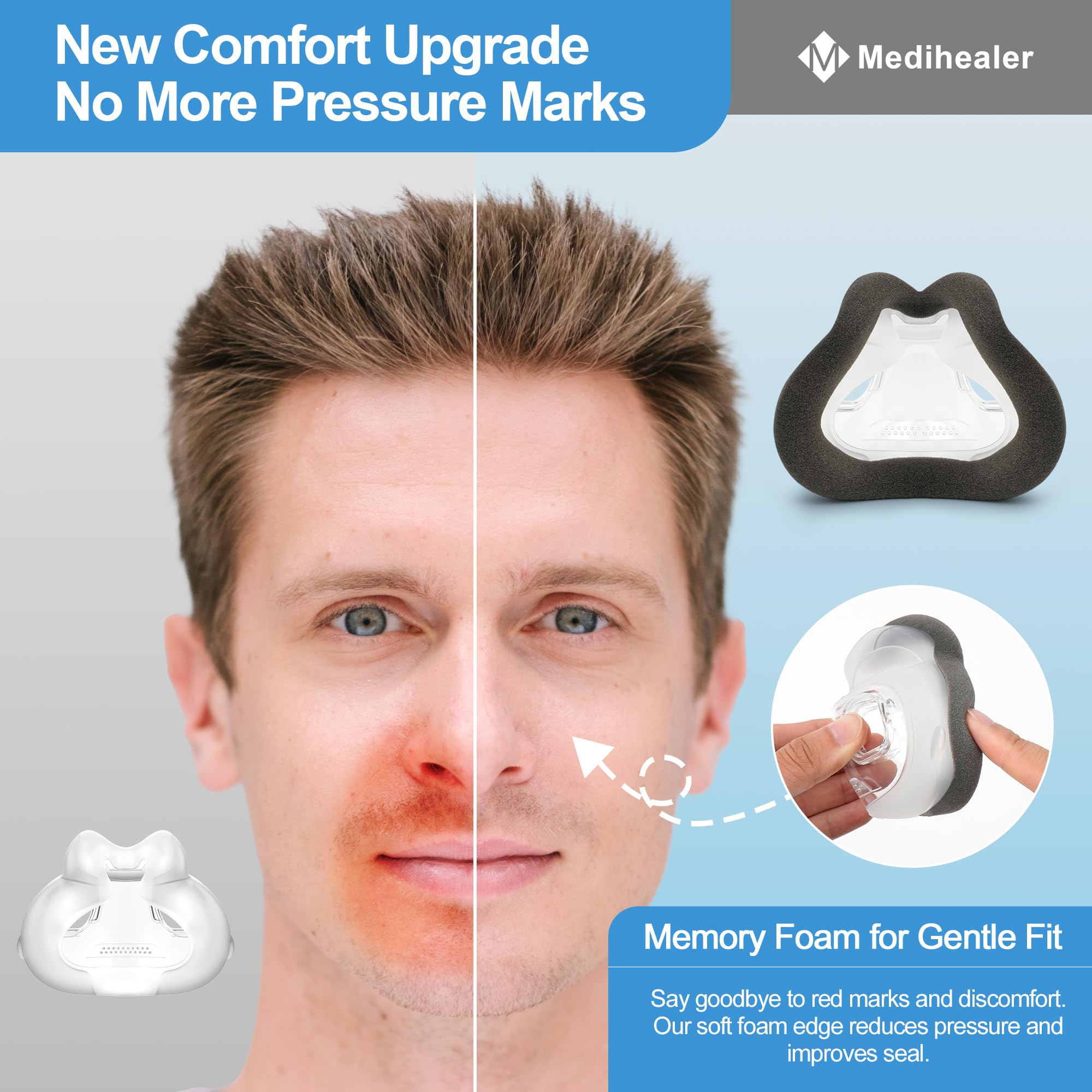 Medihealer Upgraded F30i Cushion foam-structure highlights breathable, skin-friendly design.