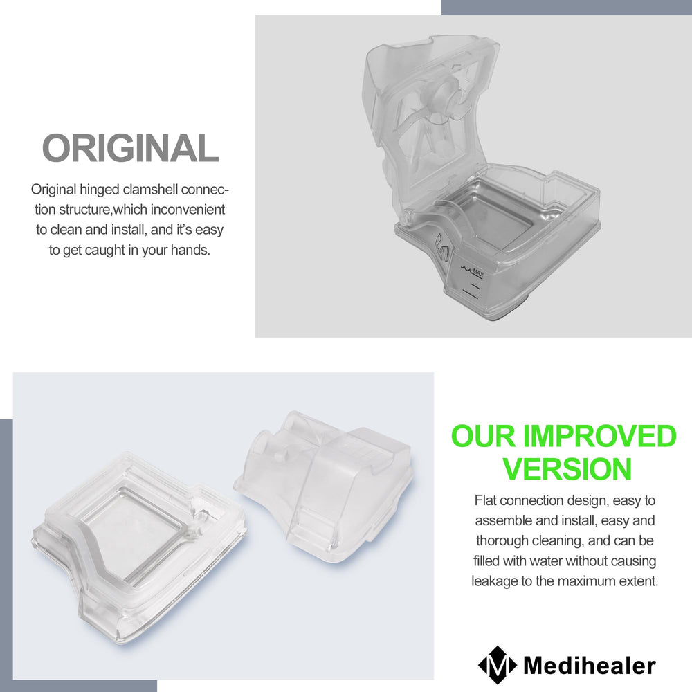 mediheler water chamber air10 flat gasket design enables easy filling and sealing