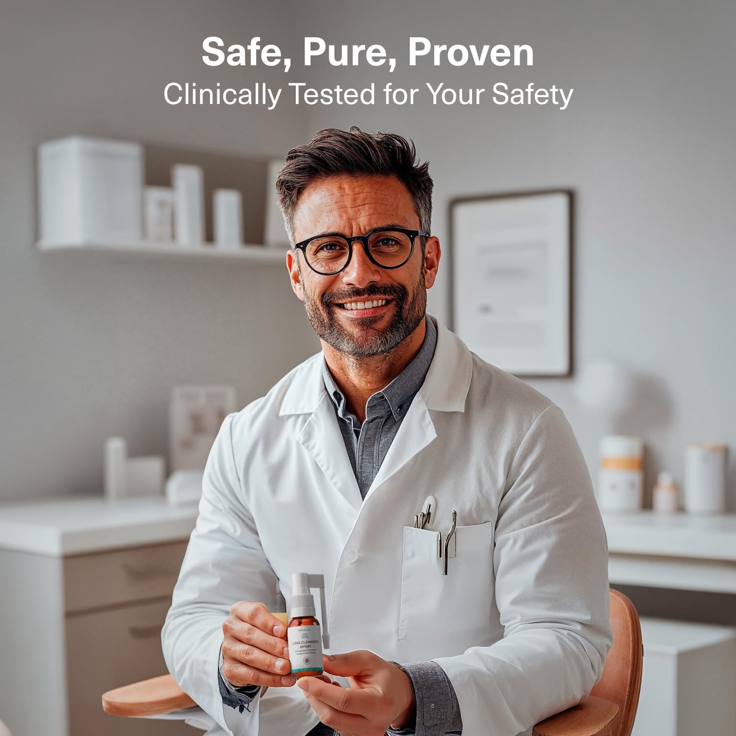 MediLisk Lung Cleansing Spray usage scene showing simple, everyday application.