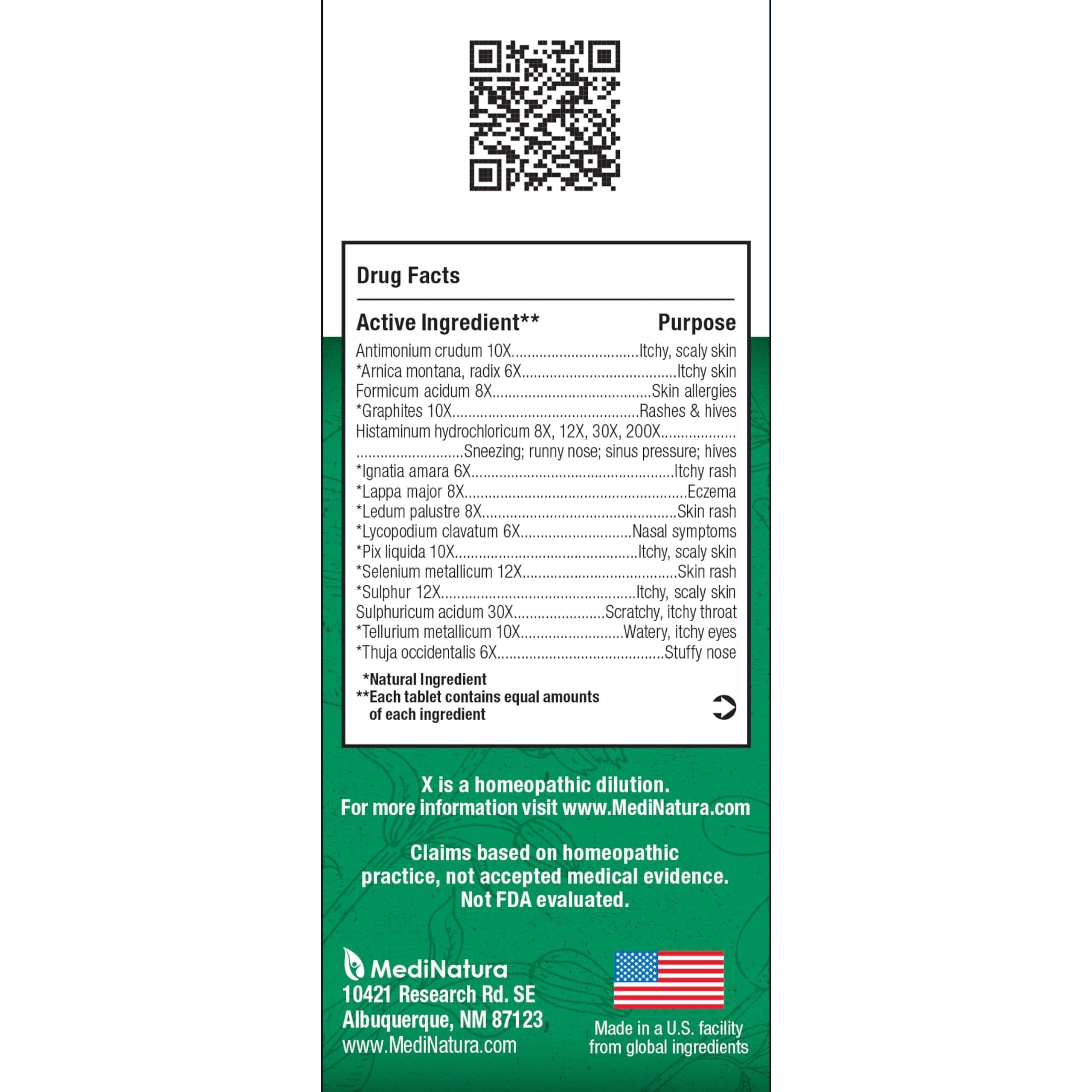 MediNatura BHI Allergy Relief tablets in packaging, non-drowsy option.