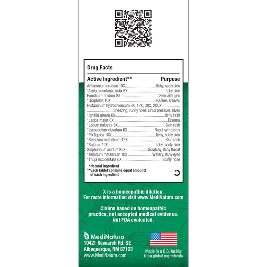 MediNatura BHI Allergy Relief tablets in packaging, non-drowsy option.