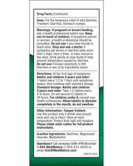 MediNatura BHI Diarrhea Relief ingredients graphic with 8 actives.