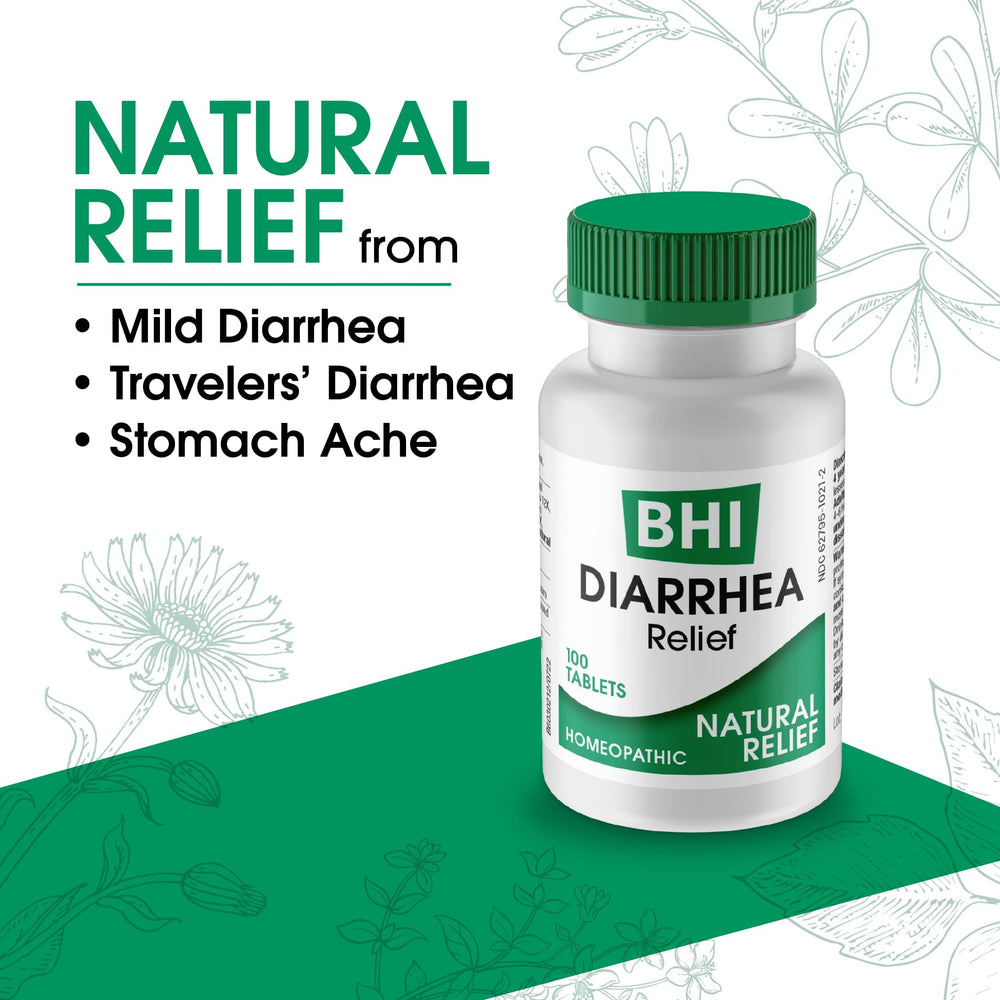 MediNatura BHI Diarrhea Relief compact travel pack for on-the-go relief.