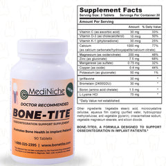MediNiche Bone-Tite product shot with a dental themed background for dental health support.