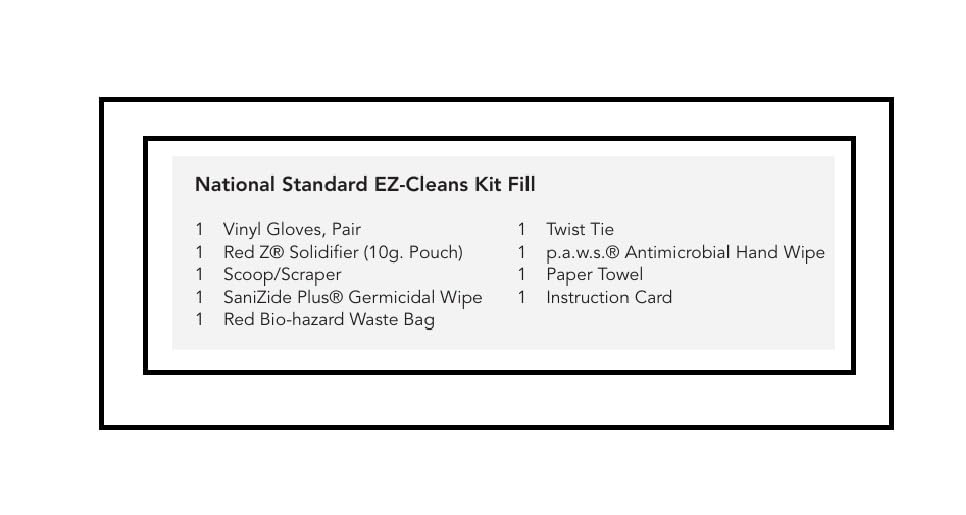 Medique 89701 kit contents closeup showing gloves and wipes for safe cleanup.