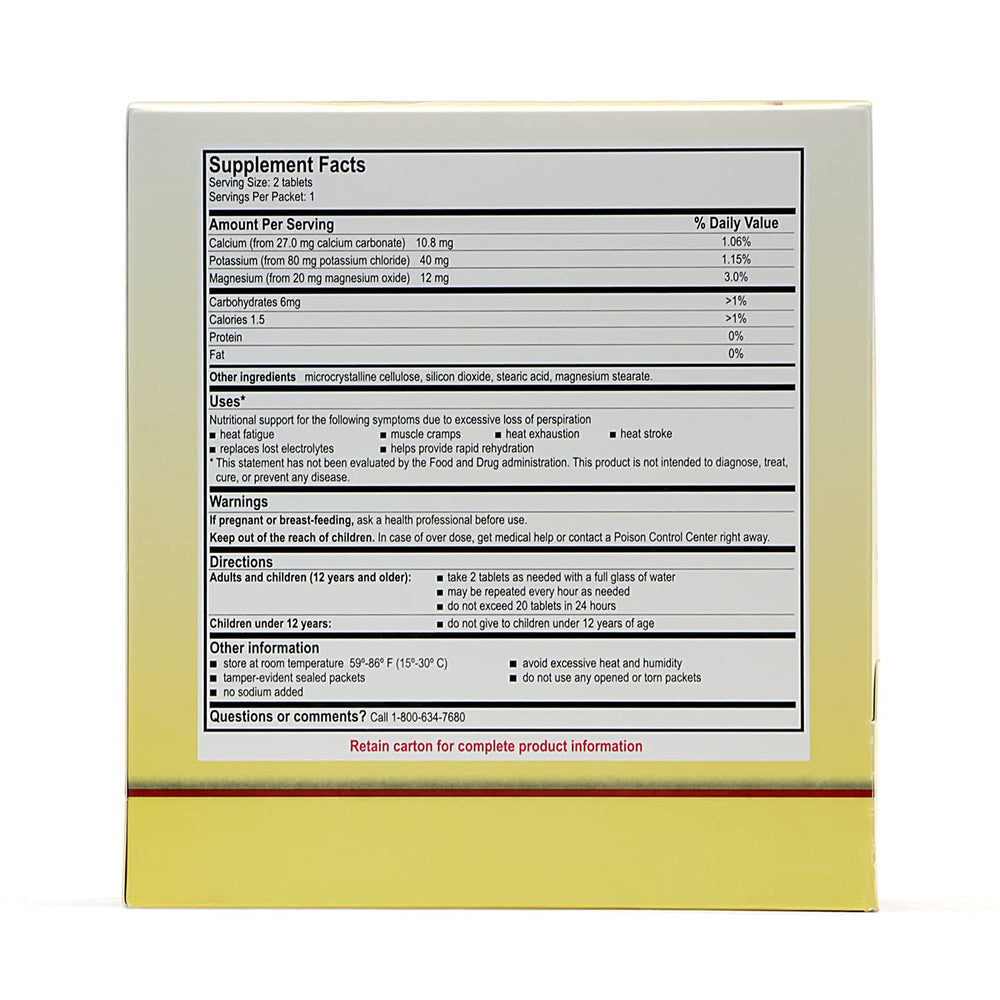 No-sodium label on Medique Medi-Lyte packaging indicating simple use.
