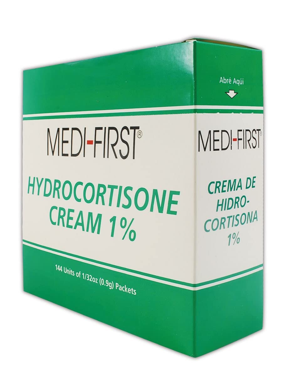 Medique MP211-35 pack of 144 hydrocortisone cream packets for bulk first aid use.