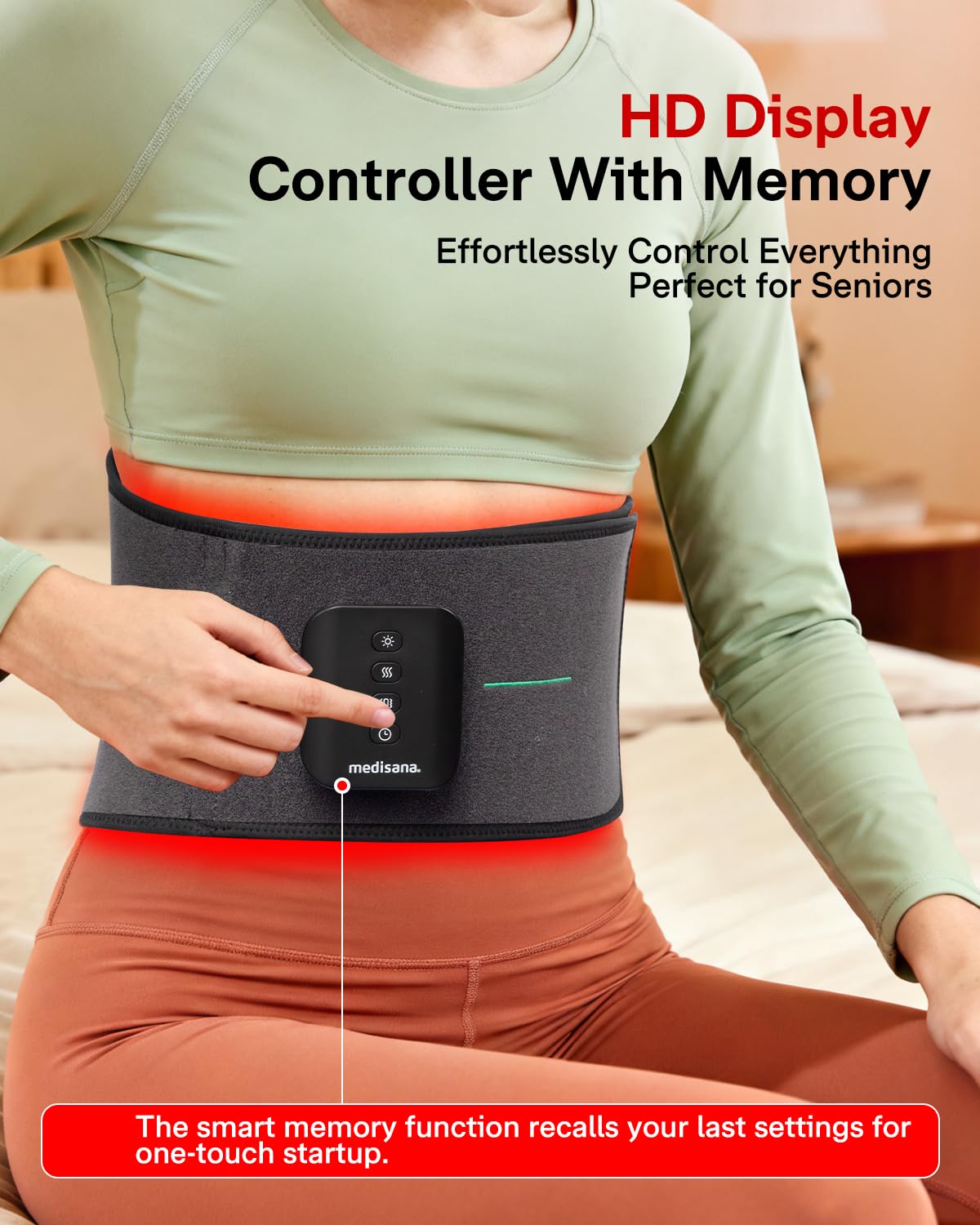 Medisana wearable back belt featuring soft breathable materials