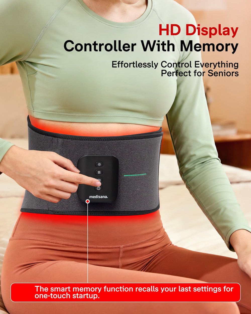 Medisana wearable back belt featuring soft breathable materials