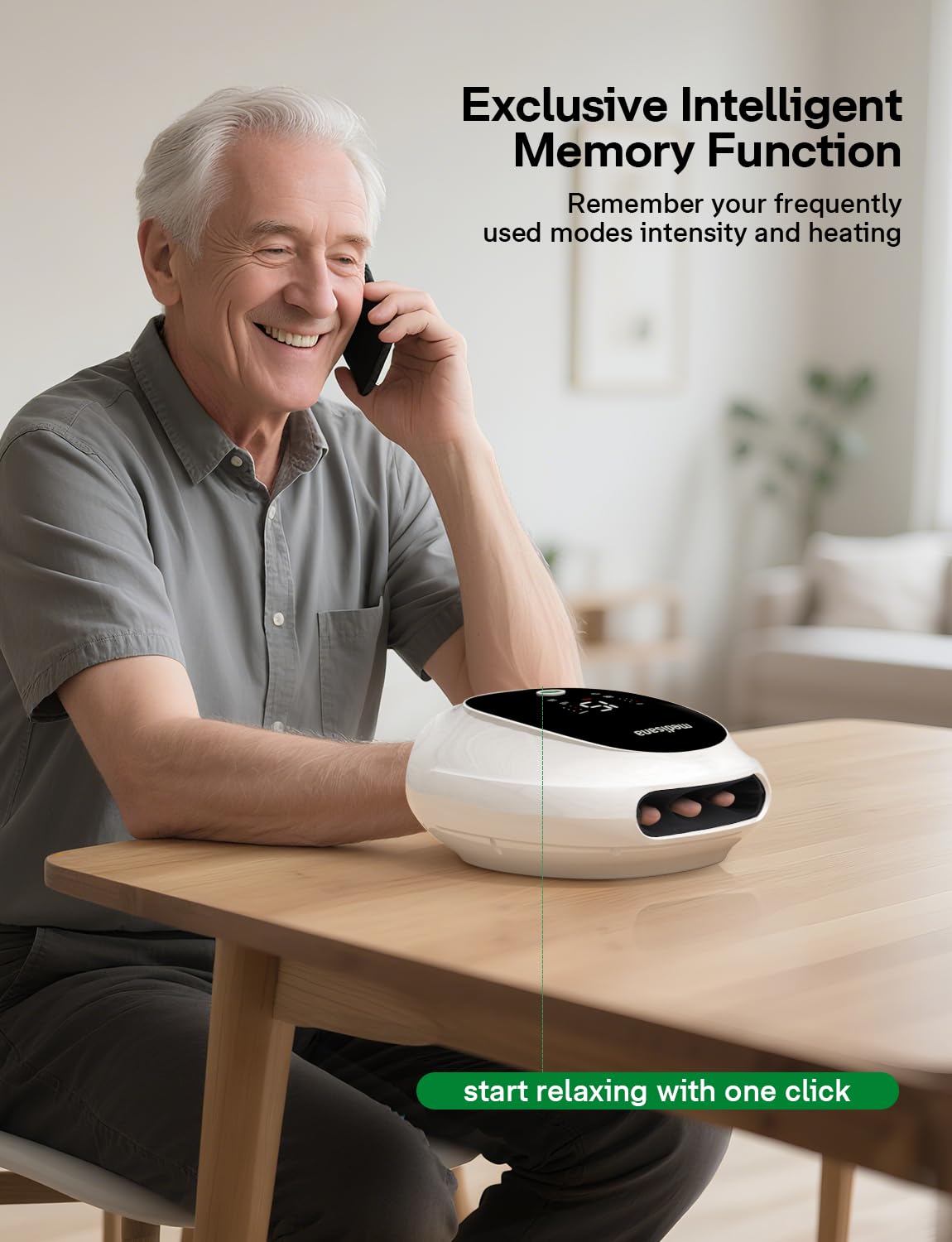 Medisana Hand Massager charging and storage image demonstrates easy USB-C charging and portable case.