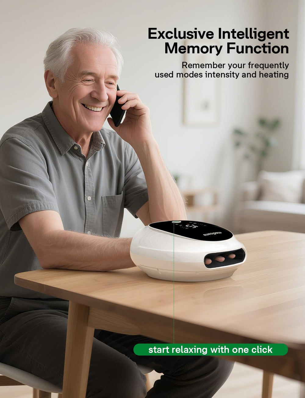 Medisana Hand Massager charging and storage image demonstrates easy USB-C charging and portable case.