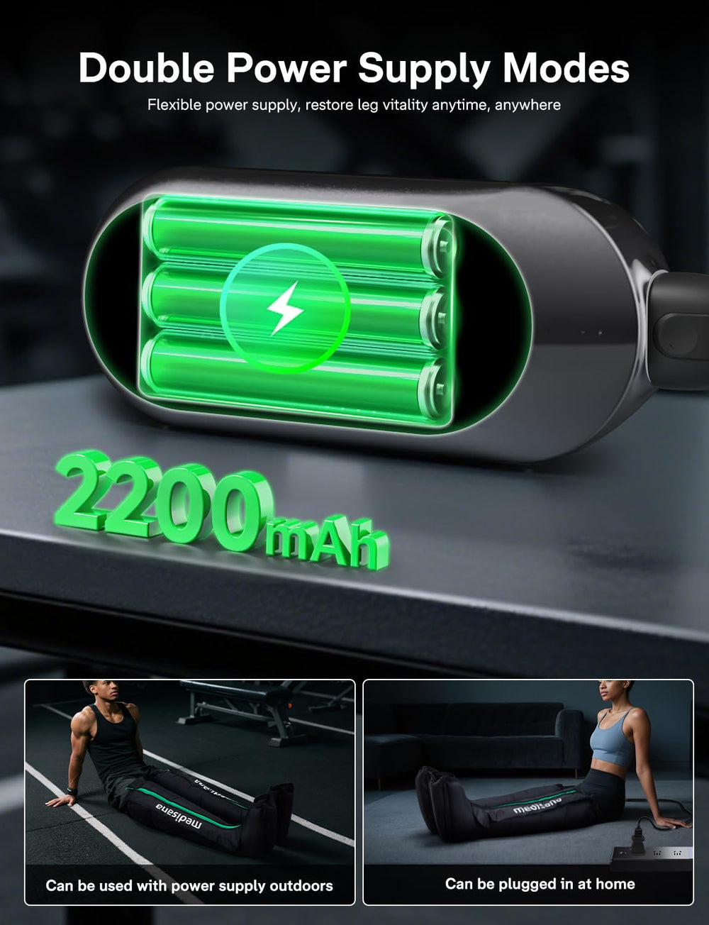 Medisana massager showing LCD display for easy mode selection.